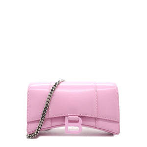 Hourglass leather Wallet on Chain Pink