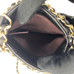 Lambskin Tech Me Out Clutch With Chain Black