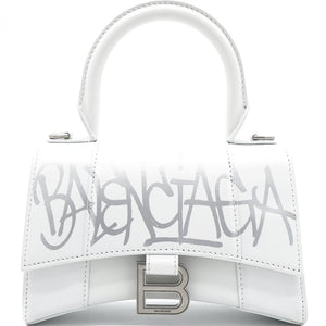 Shiny Box Small Hourglass Top Handle Bag Graffiti White