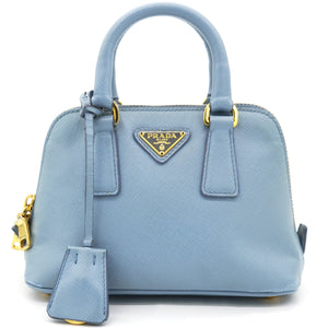 Blue Saffiano Lux Leather Mini Promenade Crossbody Bag