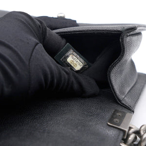 Black Quilted Caviar Leather Small Boy Flap Bag