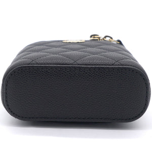 Caviar Quilted Small Vertical Coco Beauty Vanity Case With Chain Black