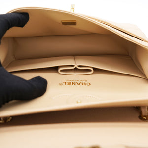 Caviar Quilted Small Double Flap Beige Clair