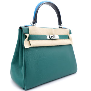 Kelly 28 Au Trot Malachite Turquoise + Black Handle Togo Palladium