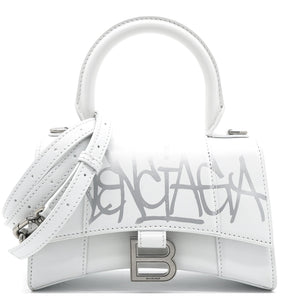 Shiny Box Small Hourglass Top Handle Bag Graffiti White
