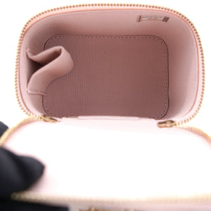 Mini Caviar GHW Vanity Case with Pearl Details Light Pink