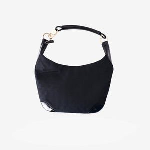 Gucci GG Canvas Hobo Bag in Black Canvas with Gold Hardware