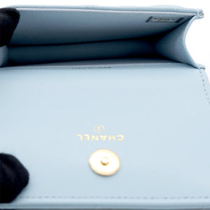 Lambskin Enamel Quilted Flap Belt Bag Blue