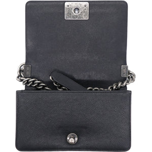 Black Quilted Caviar Leather Small Boy Flap Bag