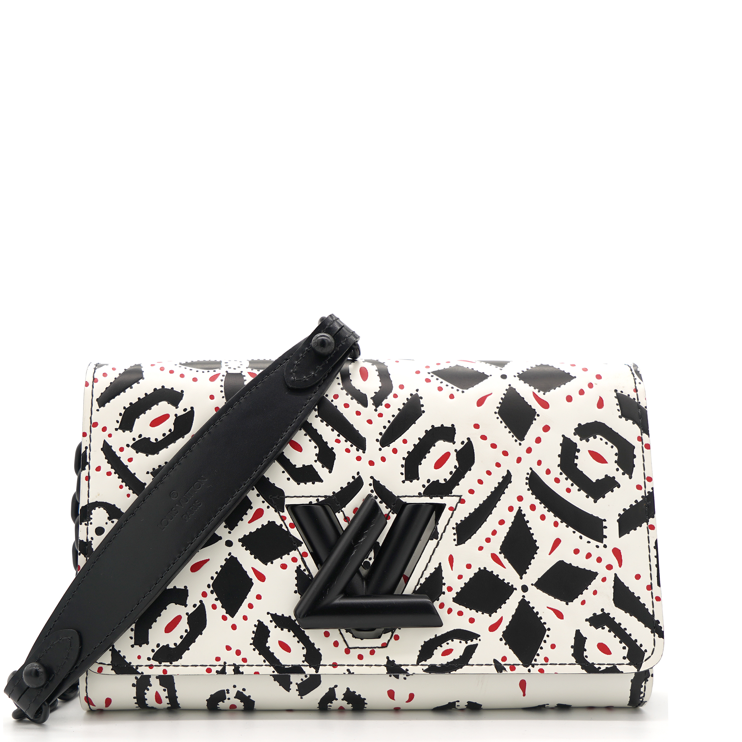 Graphic Print Leather Twist Wallet on Chain