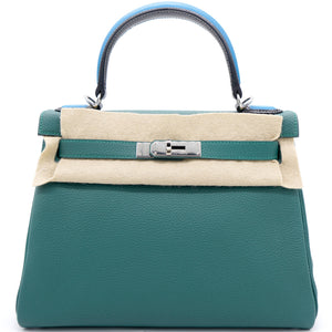 Kelly 28 Au Trot Malachite Turquoise + Black Handle Togo Palladium