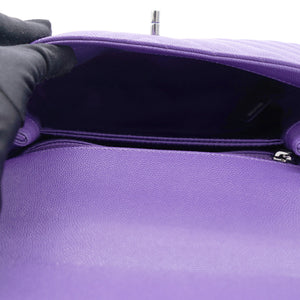 Purple Chevron Caviar Leather Mini Coco Top Handle Bag