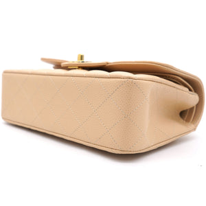 Caviar Quilted Small Double Flap Beige Clair