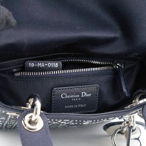 Satin Crystal Cannage Mini Lady Dior Black
