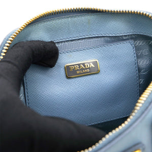 Blue Saffiano Lux Leather Mini Promenade Crossbody Bag