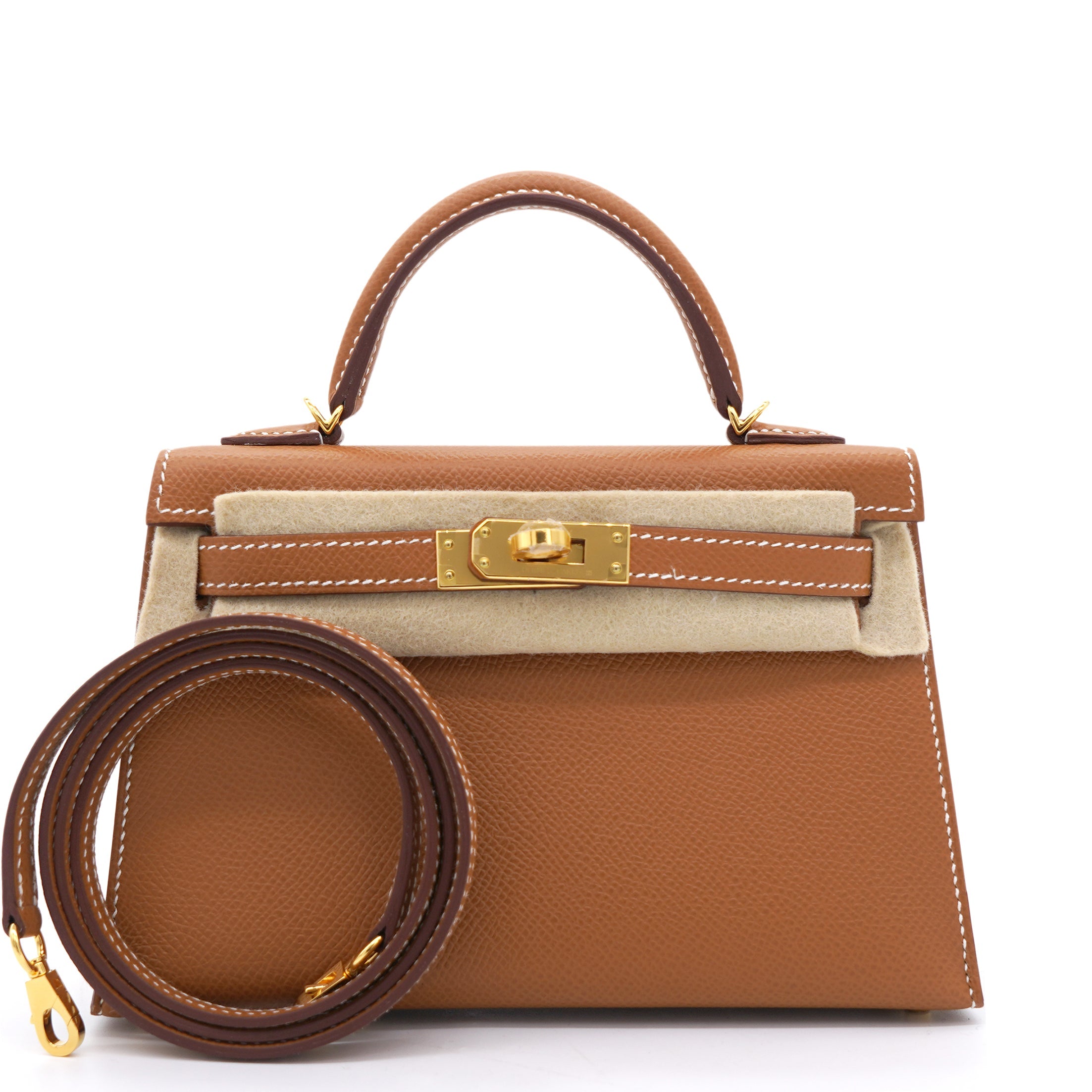 Gold Epsom Leather Gold Hardware Mini II Kelly Bag