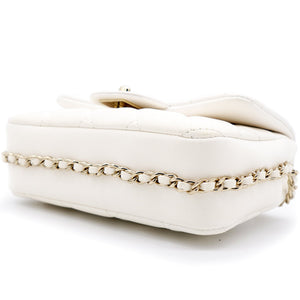 Lambskin Quilted Small My Precious Flap White