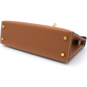 Gold Epsom Leather Gold Hardware Mini II Kelly Bag