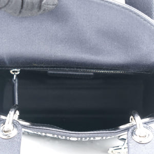 Satin Crystal Cannage Mini Lady Dior Black