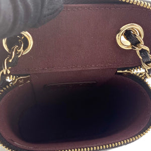 Caviar Quilted Nano Vertical Coco Beauty Vanity Case With Chain Black
