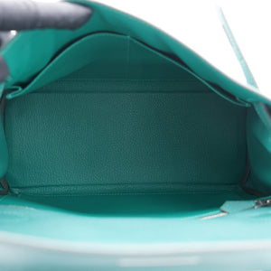 Kelly 28 Au Trot Malachite Turquoise + Black Handle Togo Palladium