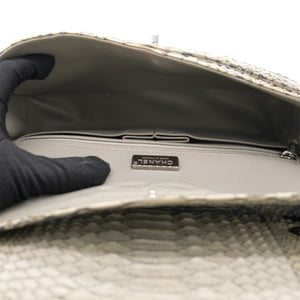 Classic Flap Medium Bag Grey Snakeskin