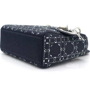 Satin Crystal Cannage Mini Lady Dior Black