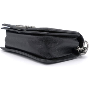 Black Quilted Caviar Leather Small Boy Flap Bag
