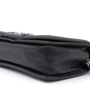 Black Quilted Caviar Leather Small Boy Flap Bag