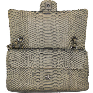 Classic Flap Medium Bag Grey Snakeskin