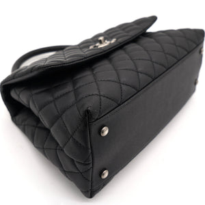 Black Caviar Leather Medium Coco Top Handle Bag