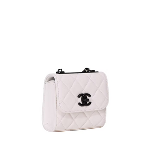 Chanel Mini Trendy CC Clutch with Chain in White Quilted Lambskin