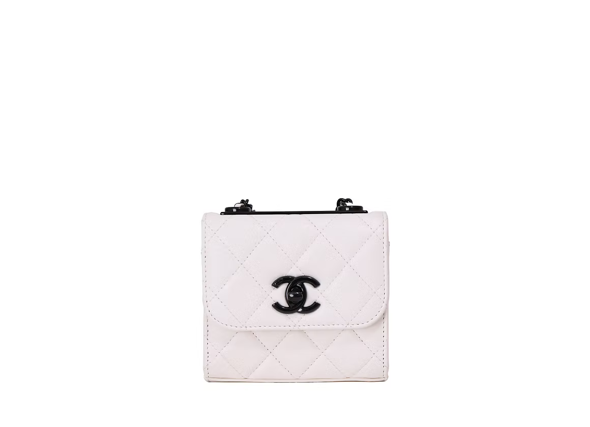 Chanel Mini Trendy CC Clutch with Chain in White Quilted Lambskin