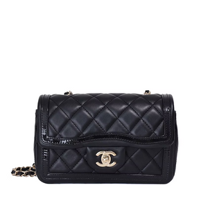 Chanel Mini Flap in Black Lambskin/Patent Leather with Gold Hardware (Contact to Enquire)