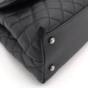 Black Caviar Leather Medium Coco Top Handle Bag