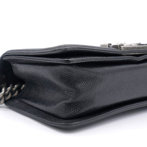 Black Quilted Caviar Leather Small Boy Flap Bag