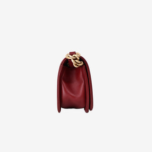 Chanel Small Boy Bag in Red Quilted Lambskin Leather with Gold Hardware