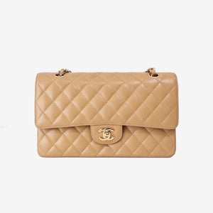 Chanel Vintage Classic Double Flap Medium Bag in Beige Caviar Leather with Gold Hardware (Contact to Enquire)
