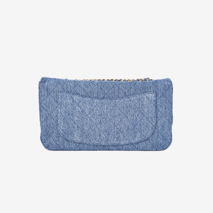 Chanel 26A Matthieu Blazy Maxi Flap Bag in Blue Denim with Gold Hardware