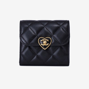Chanel Coco Love Clutch on Chain in Black Lambskin Leather with Gold Hardware