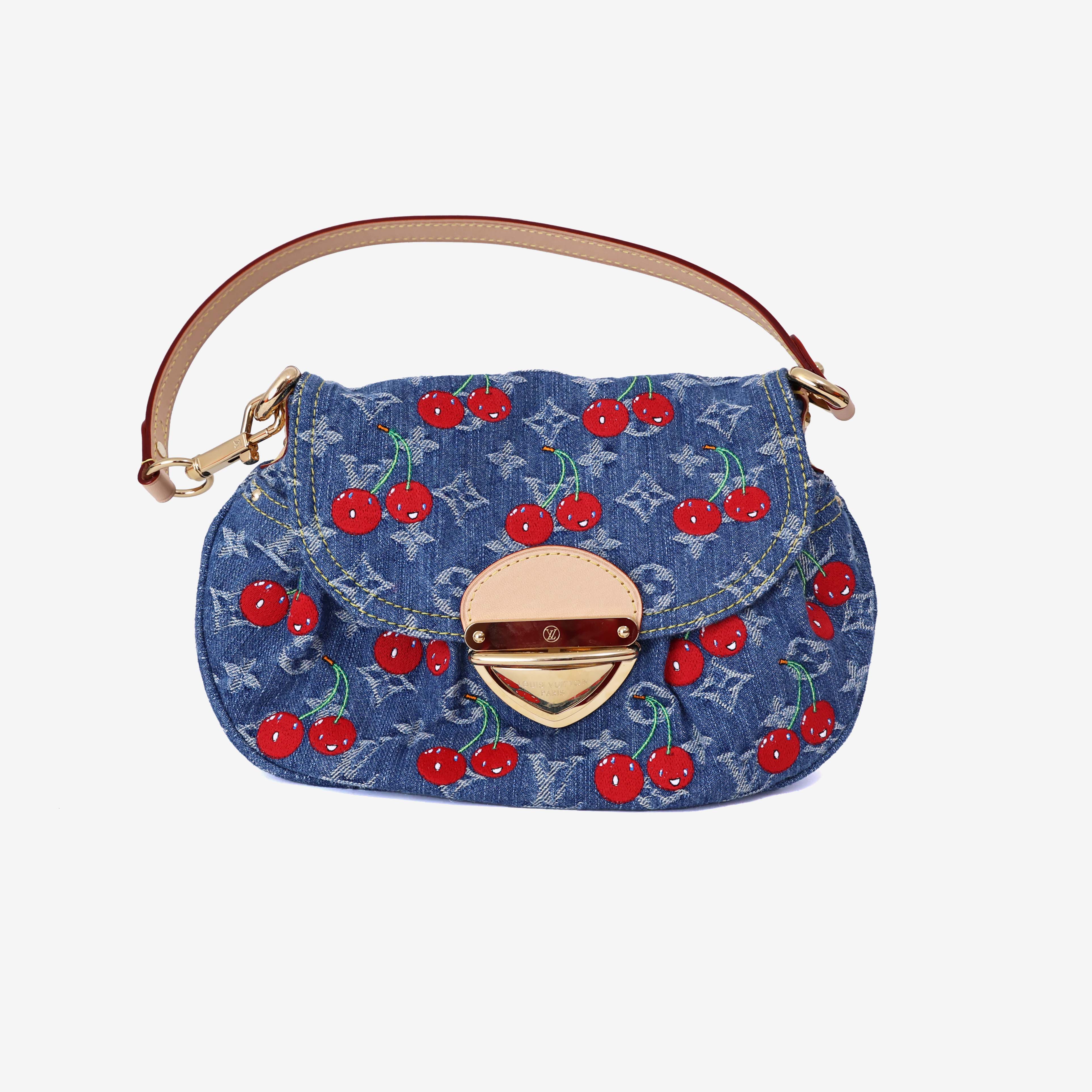 Louis Vuitton x Takashi Murakami Sunset Bag in Monogram Denim Cerises with Gold Hardware (Contact to Enquire)