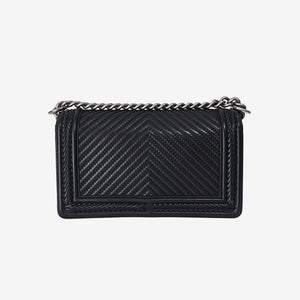 Chanel New Medium Boy Bag in Black Chevron Lambskin Leather with Silver Hardware