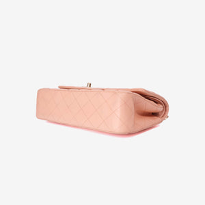 Chanel Classic Double Flap Medium Bag in Peach Lambskin Leather with Gold Hardware