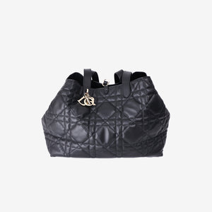 Dior Large Toujours Bag in Black Calfskin Leather with Gold Hardware