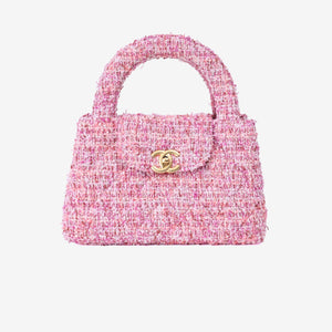 Chanel Small Kelly Nano Shopper in Pink Tweed Leather with Gold Hardware