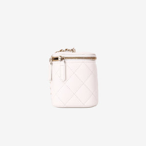 Chanel Vanity Case with Chain Bag in White Caviar Leather with Gold Hardware