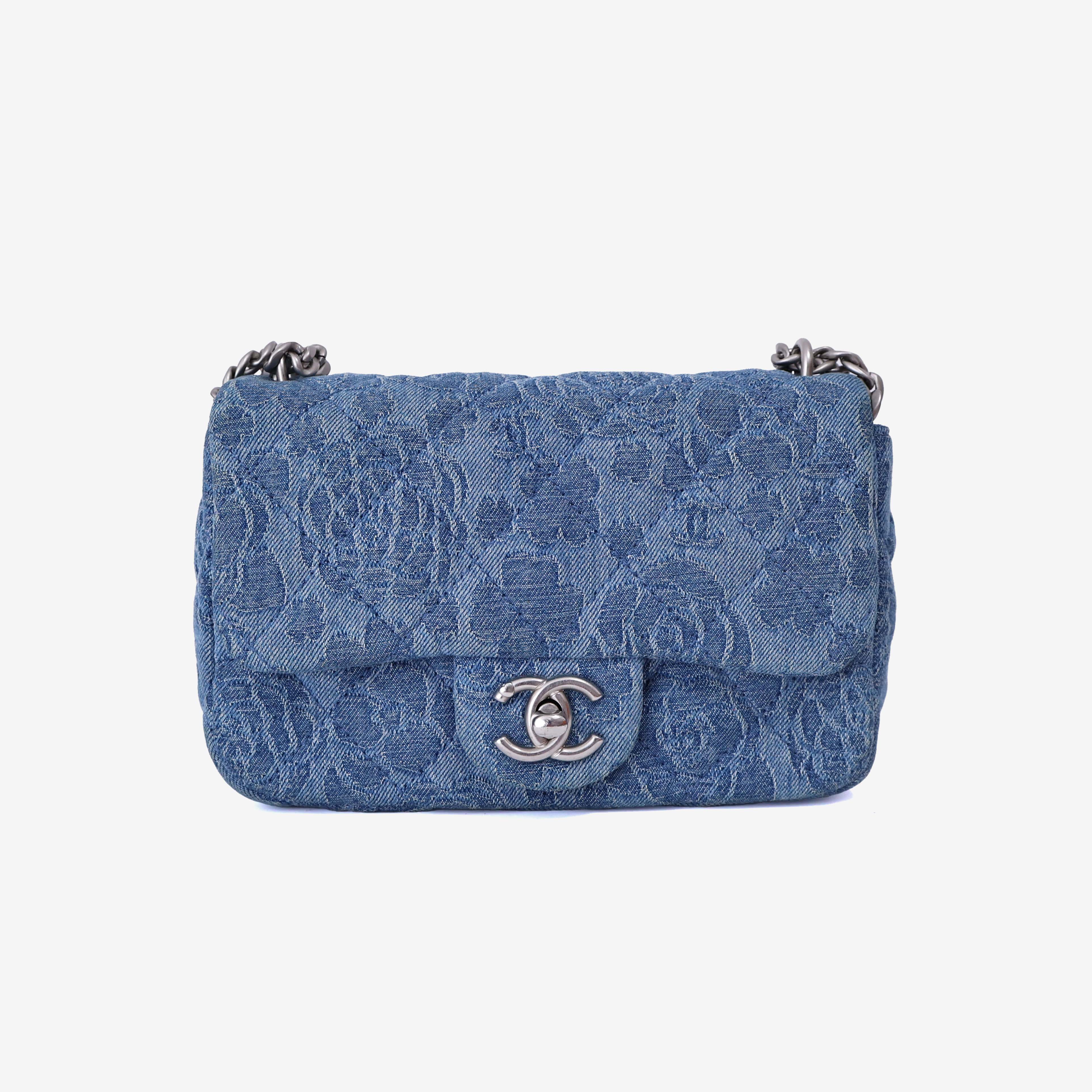 Chanel Heart Crush Mini Flap Bag in Blue Denim Leather with Silver Hardware
