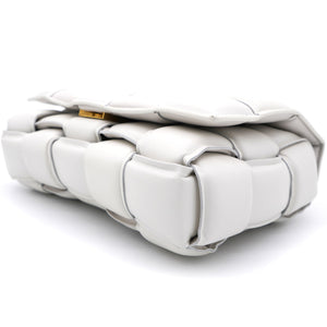 White Padded Leather Cassette Crossbody Bag