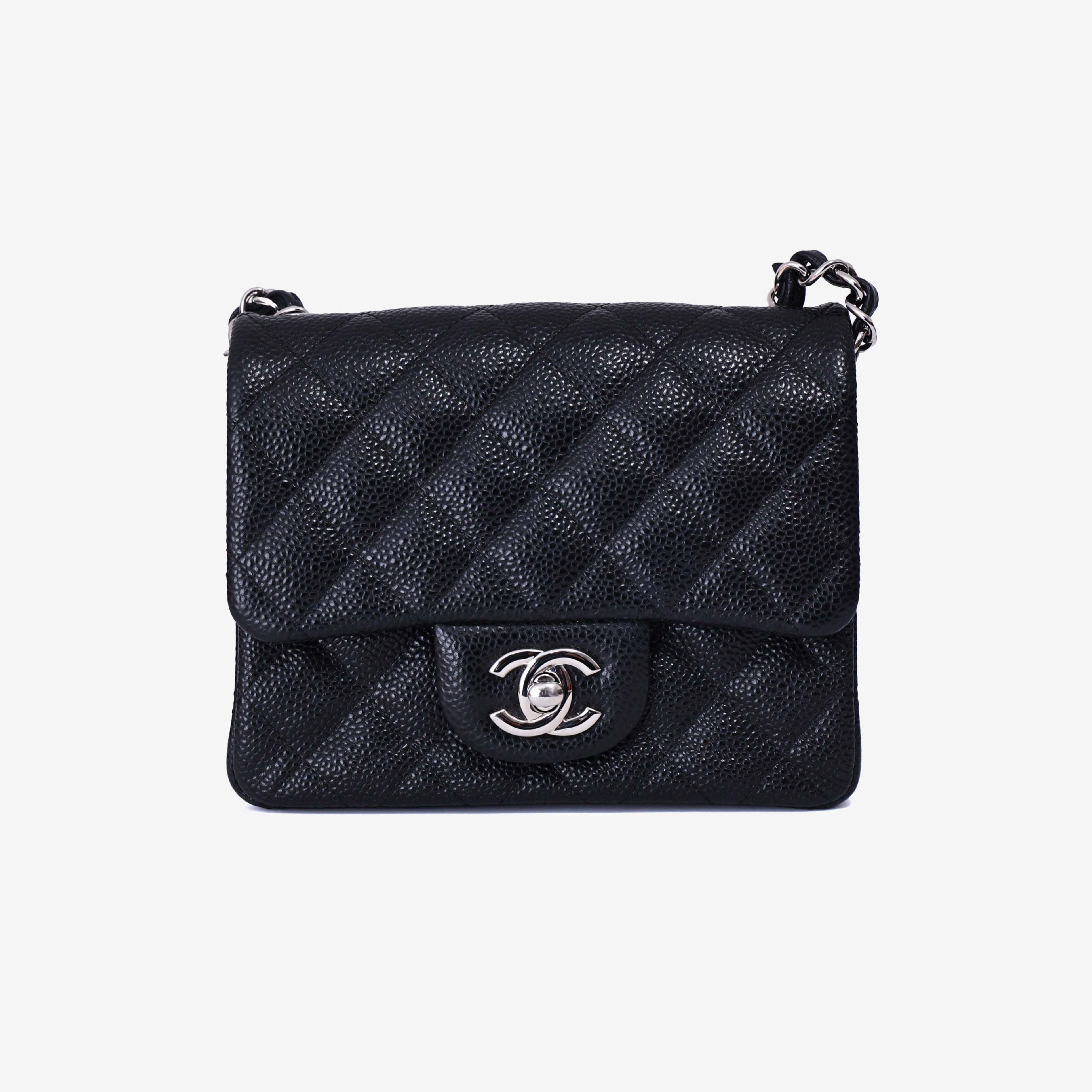 Chanel Classic Flap Mini Square in Black Grained Calfskin with Silver Hardware (Contact to Enquire)