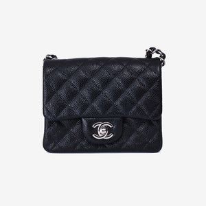 Chanel Classic Flap Mini Square in Black Grained Calfskin with Silver Hardware (Contact to Enquire)